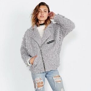 UNIF x UO Gray Poodle Moto Jacket